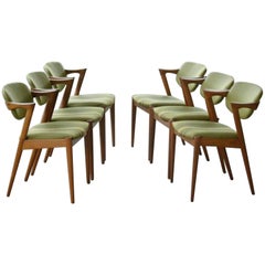 Six Kai Kristiansen Model 42 Teak Frame Dining Chairs for Schou Andersen, 1960s