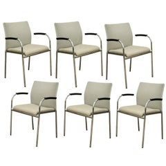 Sechs Keilhauer Flit-3813 Modern Chrome Dining Office Stacking Floating Armchairs