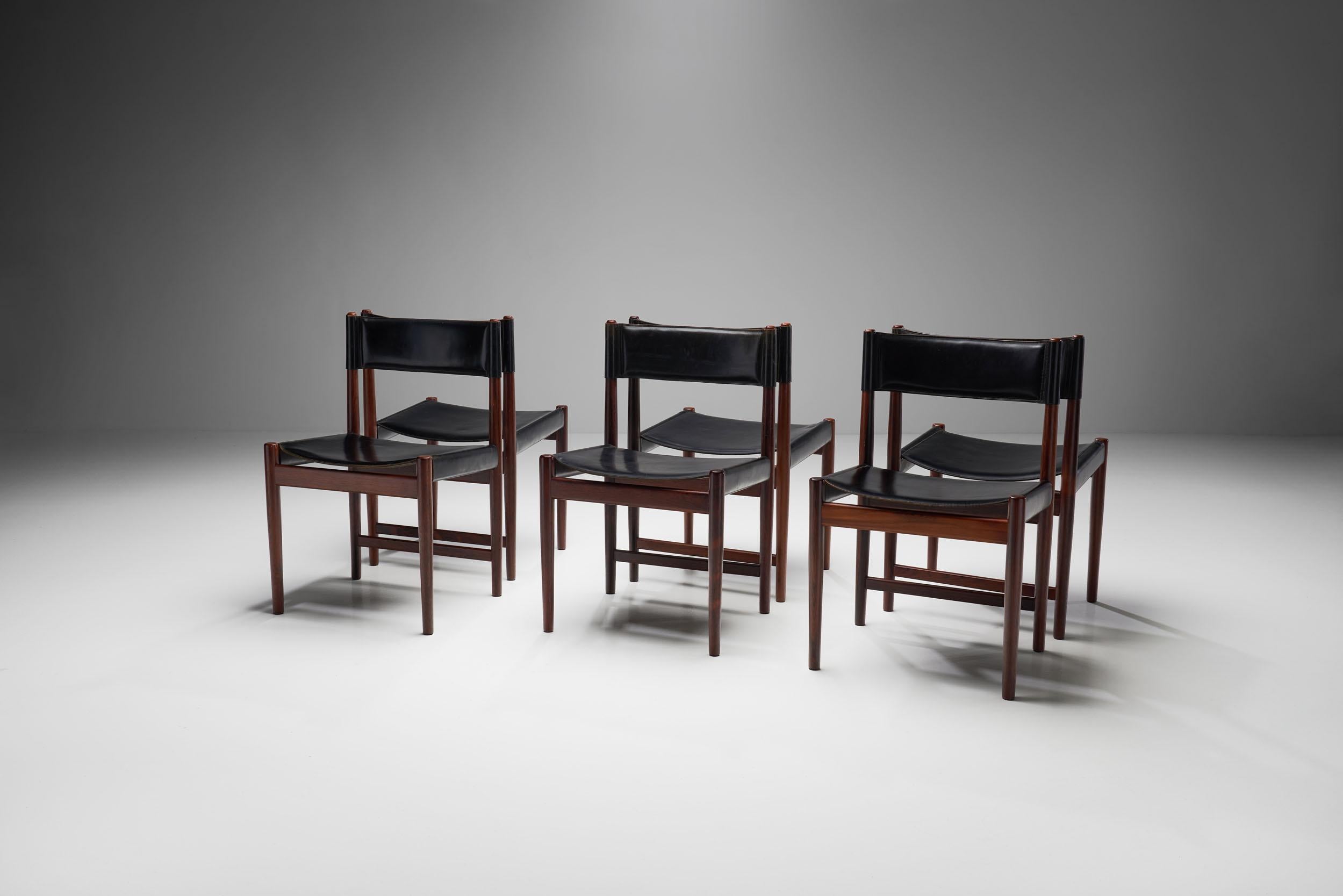 Leather Six Kurt Østervig Dining Chairs for Sibast, Denmark 1960s