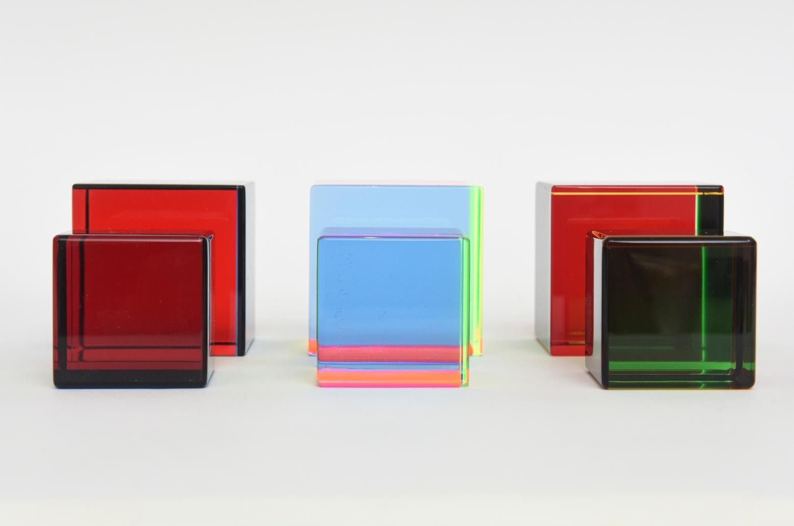 Vasa Mihich Signed Laminated Lucite Interchangeable Cubes Sculptures Set of 6 3