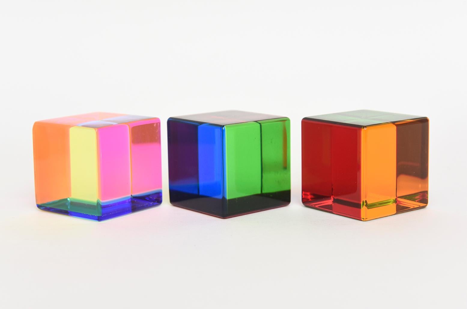 Vasa Mihich Signed Laminated Lucite Interchangeable Cubes Sculptures Set of 6  4