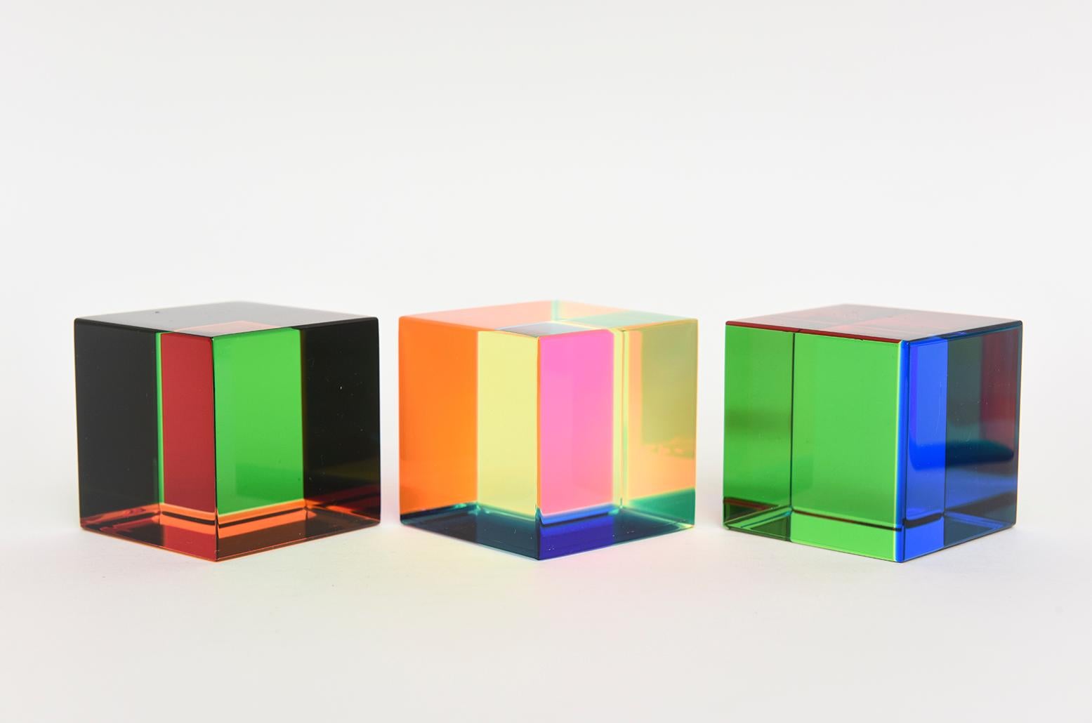 Vasa Mihich Signed Laminated Lucite Interchangeable Cubes Sculptures Set of 6  2