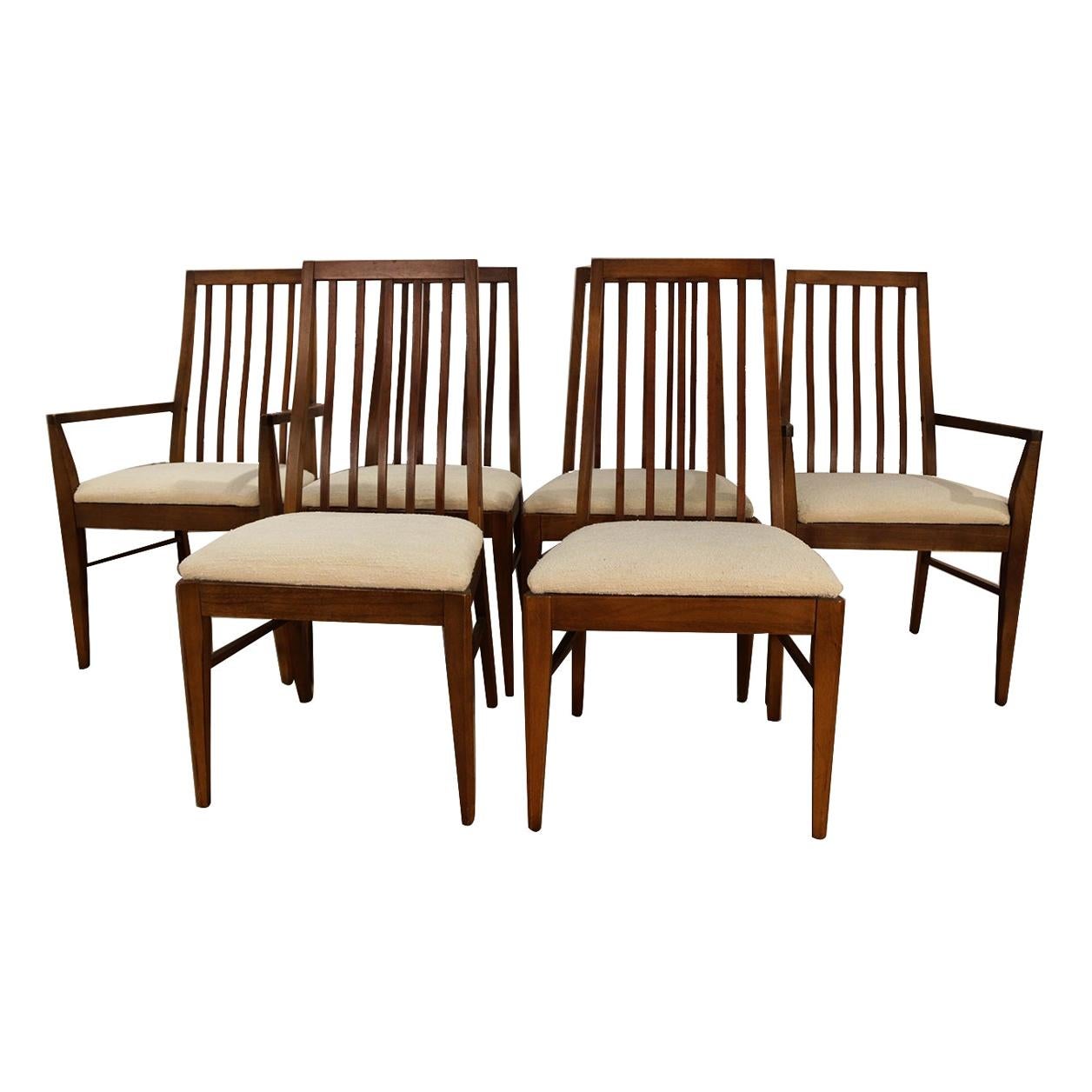 Six Lane First Edition Midcentury Walnut Spindle Back Dining Chairs