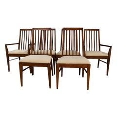 Six Lane First Edition Midcentury Walnut Spindle Back Dining Chairs