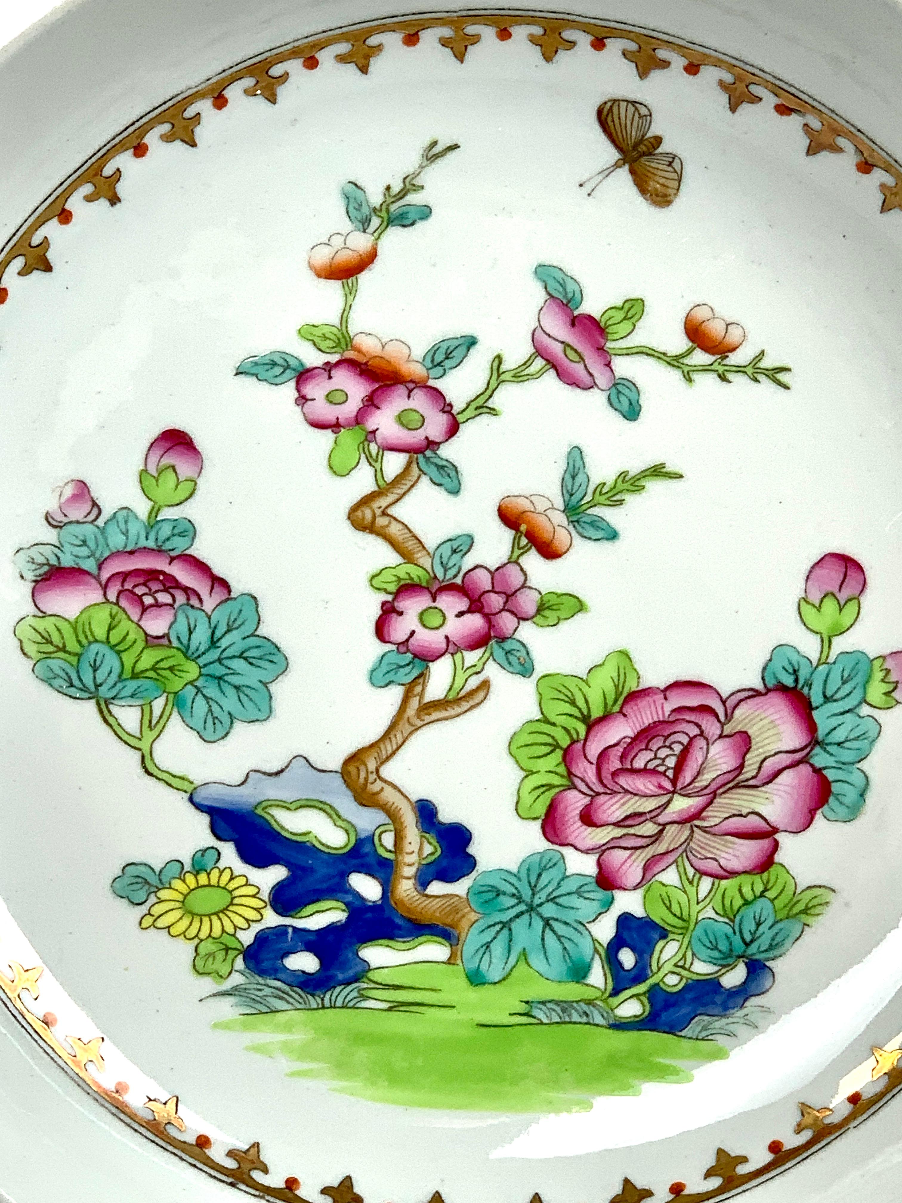 Ironstone Six Large Antique Soup Dishes Chinoiserie England, circa 1820