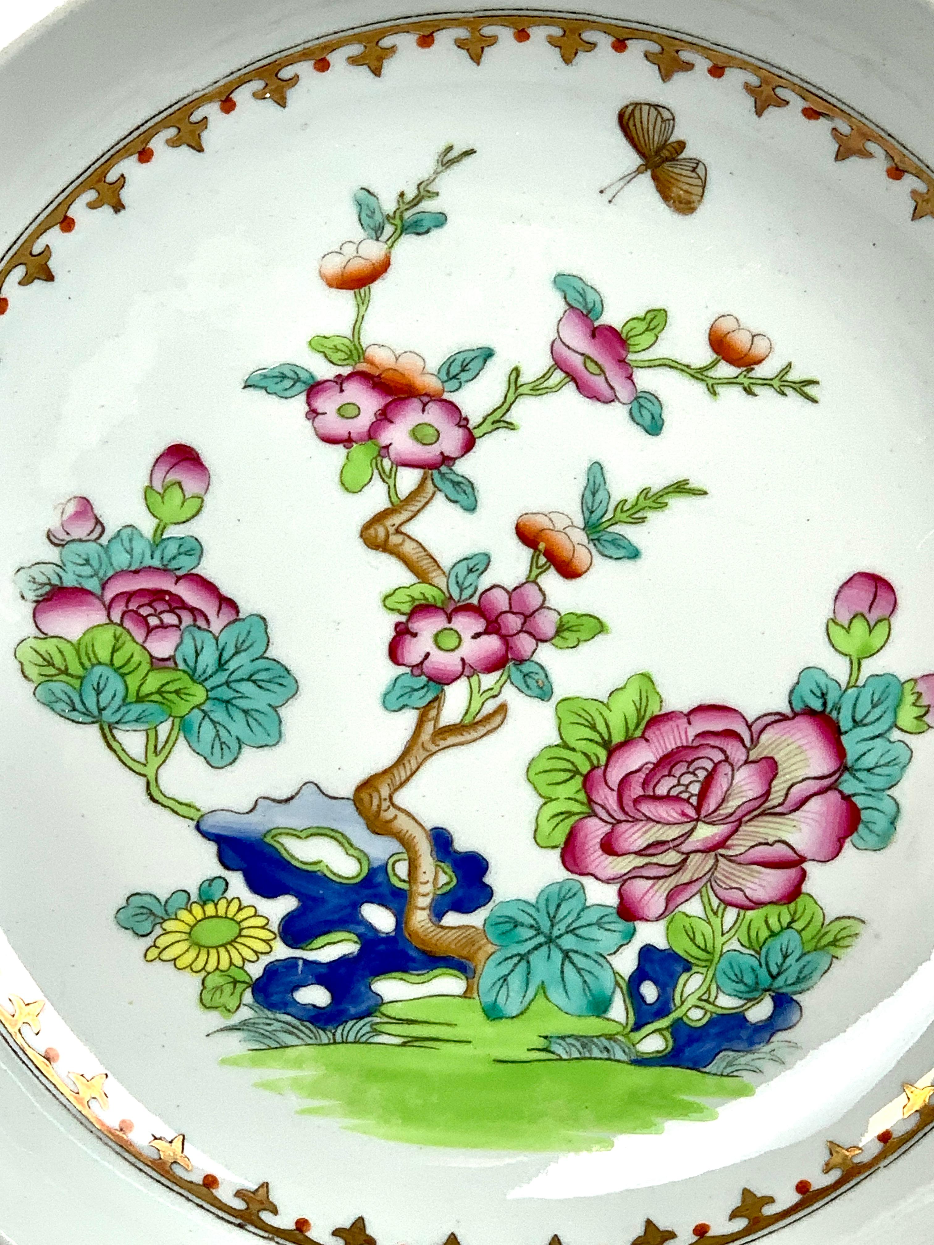 Ironstone Six Large Antique Soup Dishes Chinoiserie England, circa 1820 For Sale