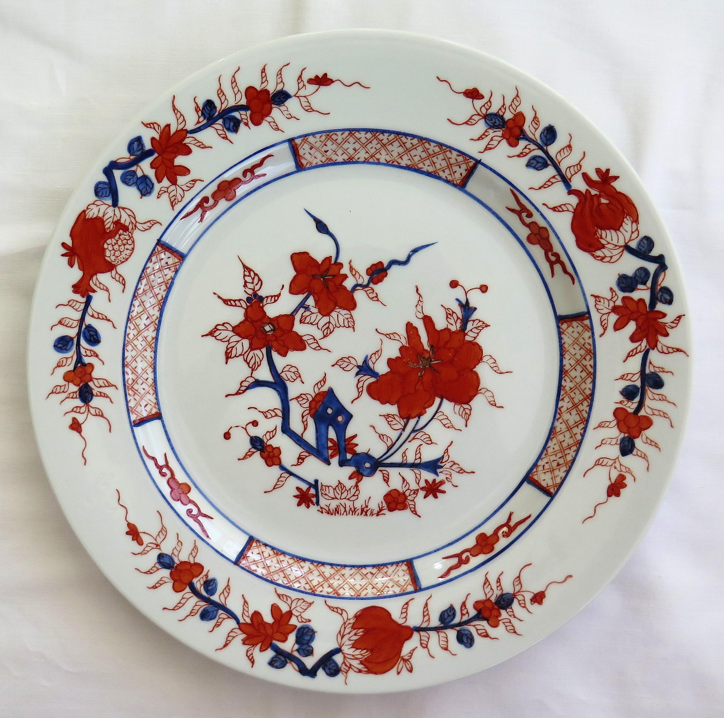 SIX Large Chinese Export Dinner Plates Porcelain hand painted, Mid-20th Century 7