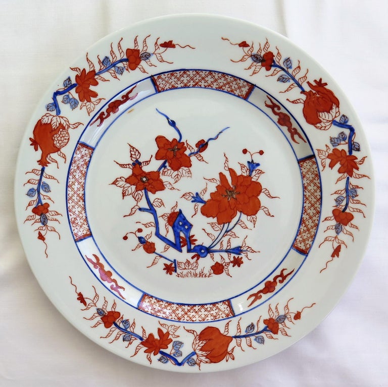 SIX Large Chinese Export Dinner Plates Porcelain hand painted, Mid20th