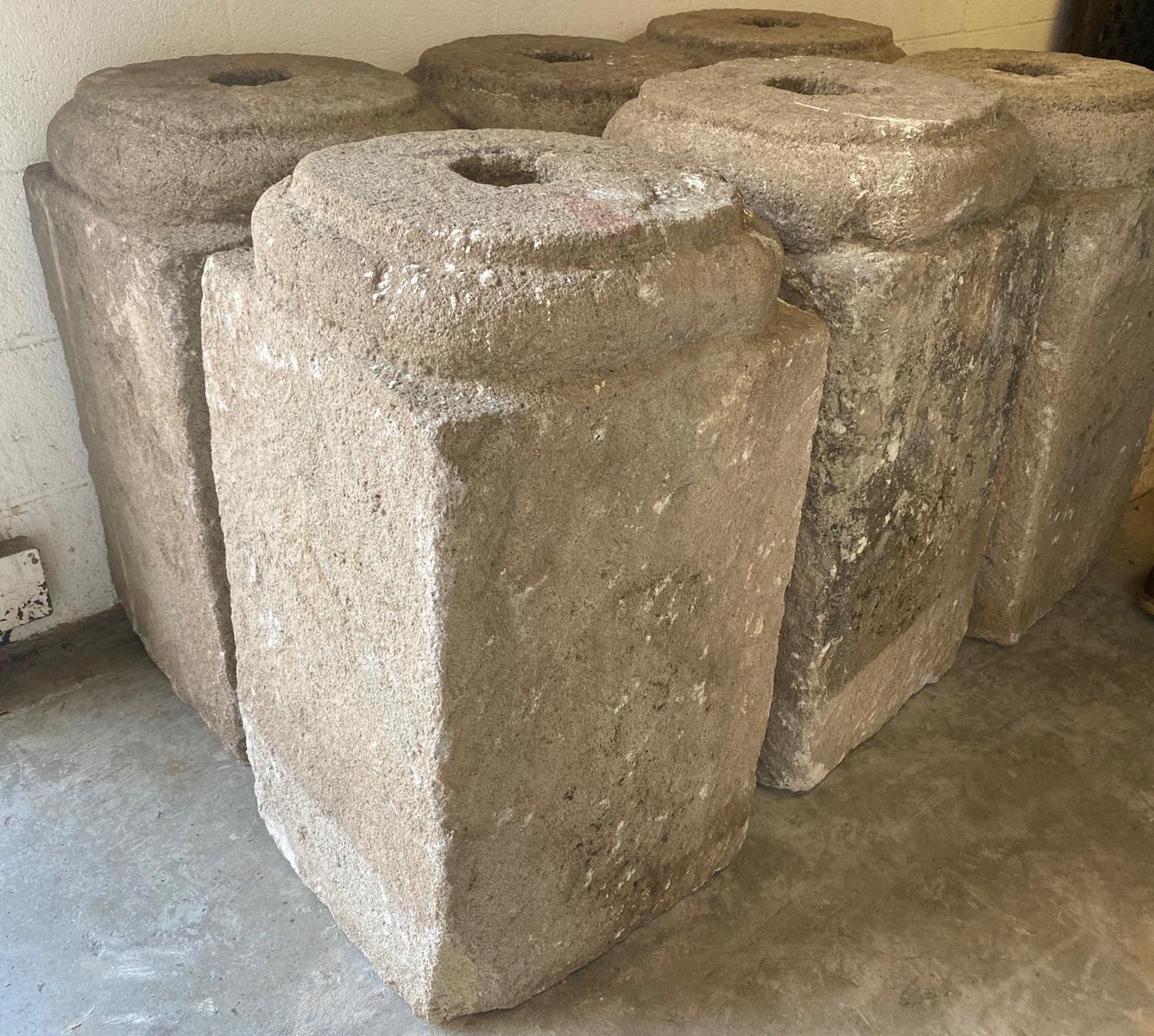 Spanish Colonial THREE AVAILABLE Large Scale 19th Century Stone Bases For Sale