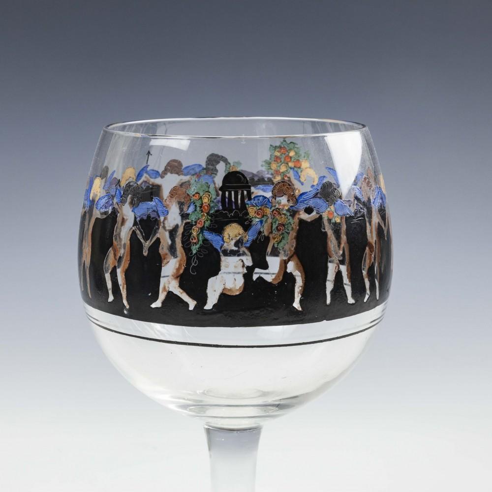 Art Deco Six Large Vetri Della Arte Vedar Italian Cocktail Glasses For Sale