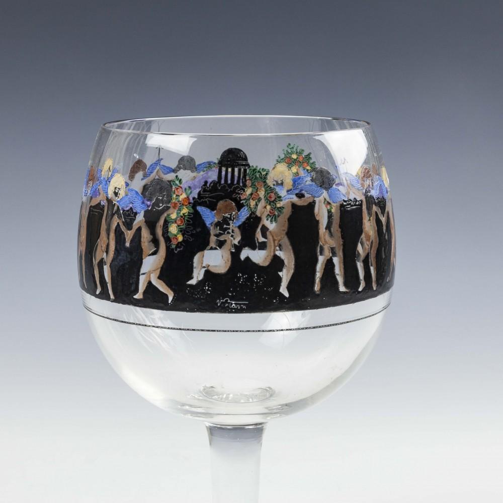Enameled Six Large Vetri Della Arte Vedar Italian Cocktail Glasses For Sale