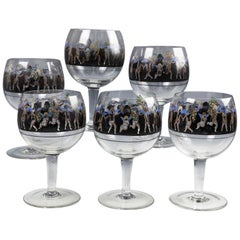 Six Large Vetri Della Arte Vedar Italian Cocktail Glasses