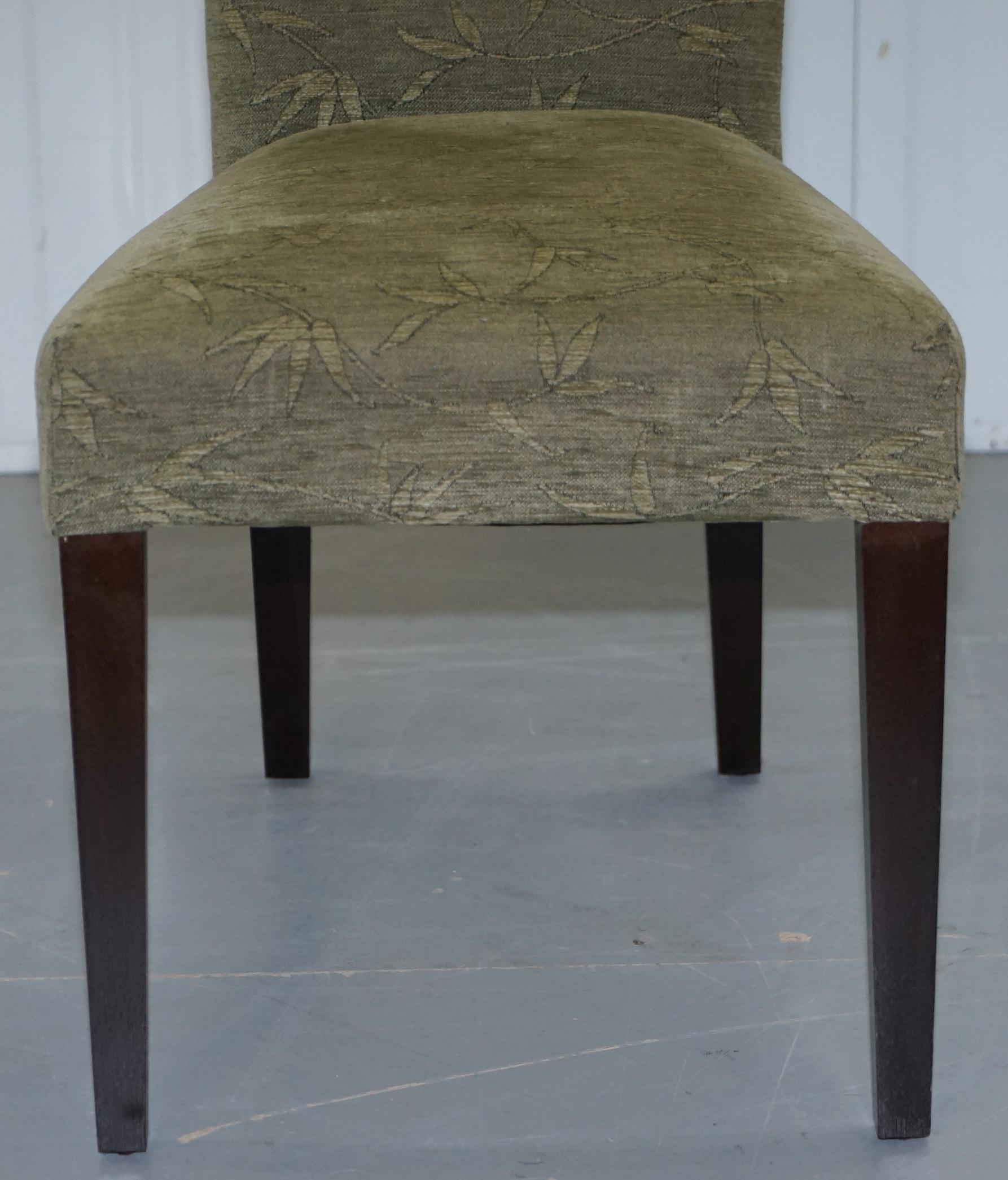 Six Laura Ashley Very High Back Dining Chairs with Green Botanical Upholstery 8