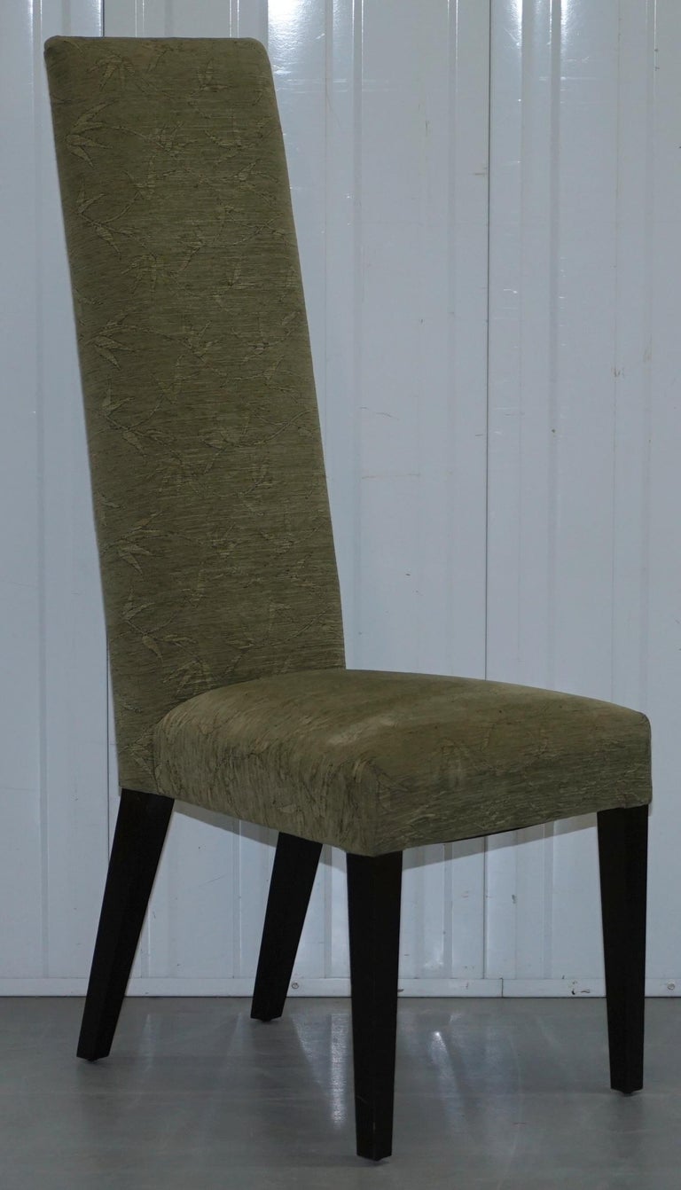 Six Laura Ashley Very High Back Dining Chairs with Green Botanical