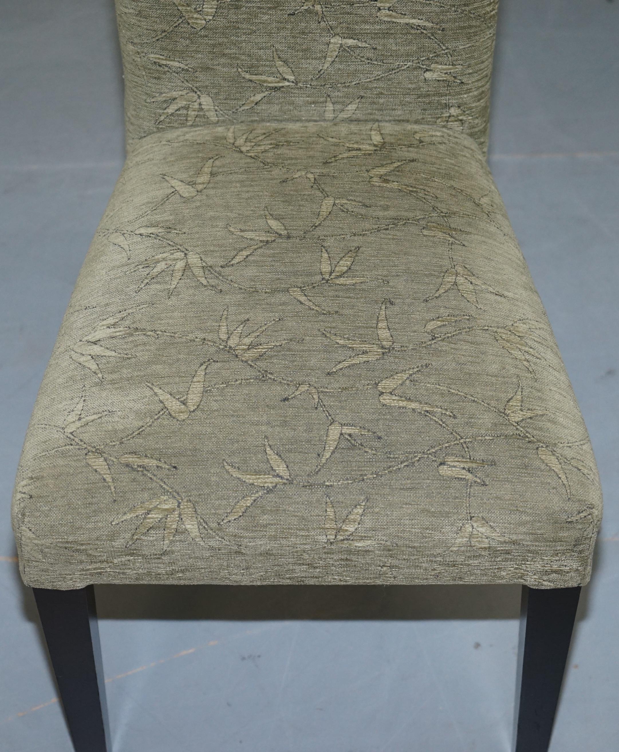 Six Laura Ashley Very High Back Dining Chairs with Green Botanical Upholstery 11