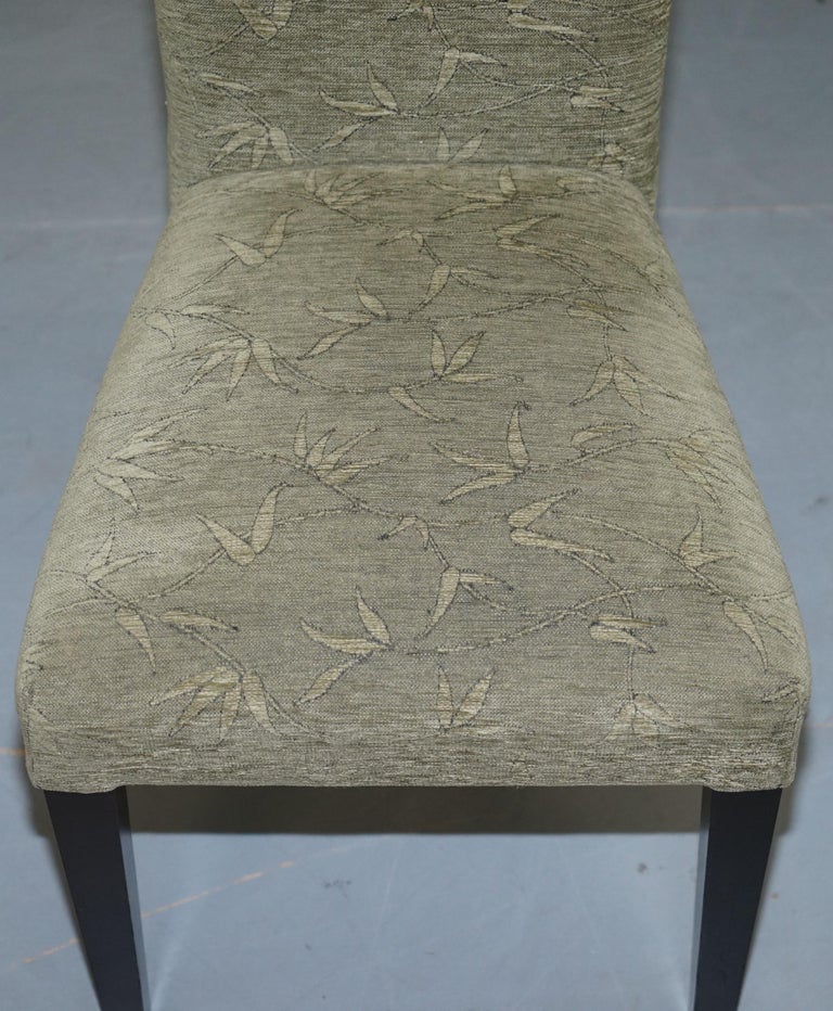 Six Laura Ashley Very High Back Dining Chairs with Green Botanical