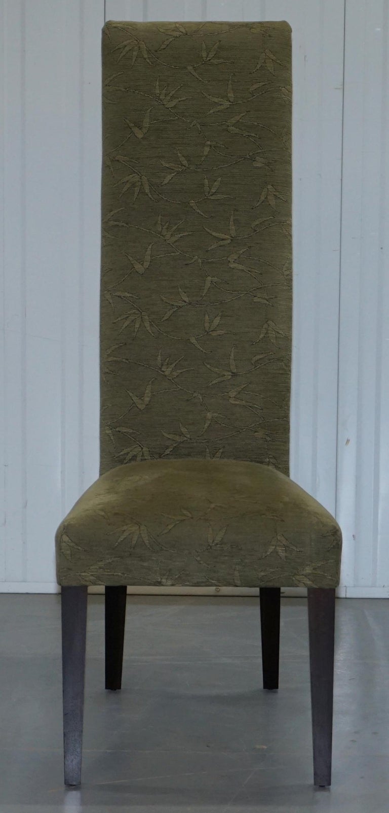 Six Laura Ashley Very High Back Dining Chairs with Green Botanical Upholstery at 1stDibs
