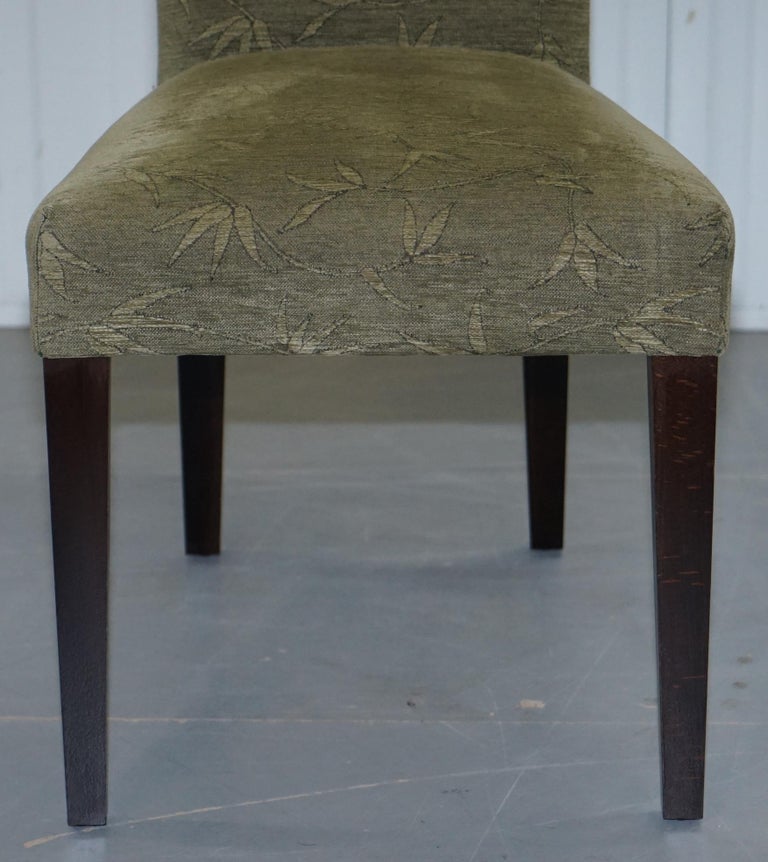 Six Laura Ashley Very High Back Dining Chairs with Green Botanical