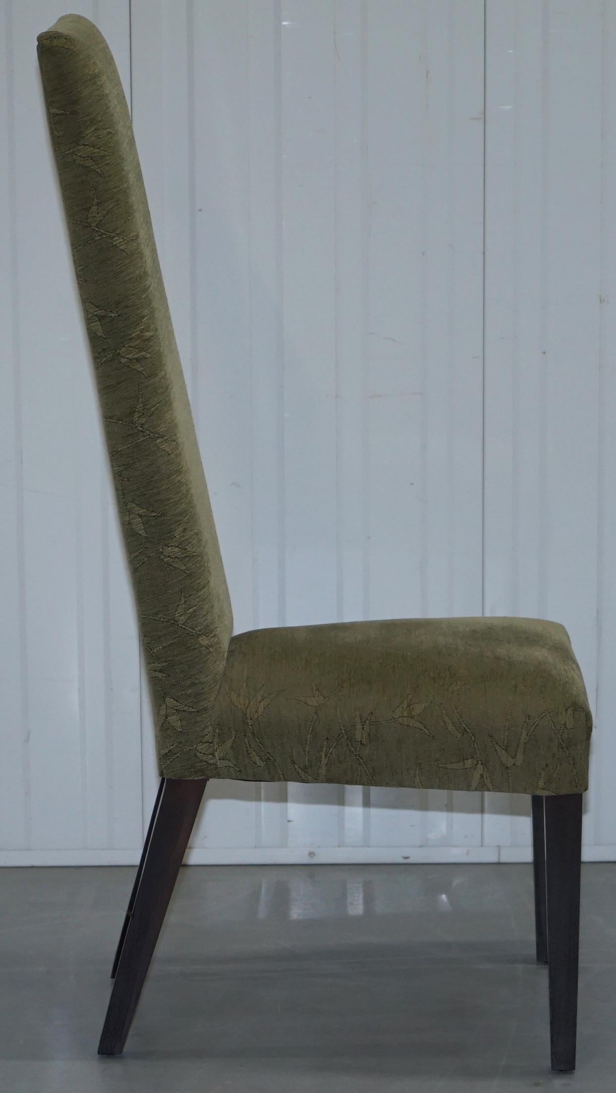 20th Century Six Laura Ashley Very High Back Dining Chairs with Green Botanical Upholstery