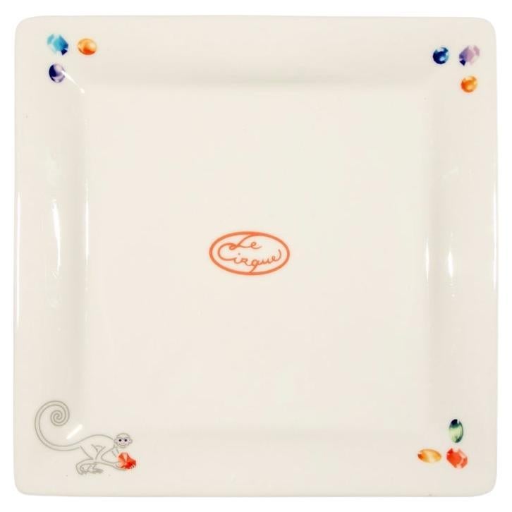 Six Le Cirque N.Y. Custom Villeroy & Boch Square Plates Monkey with Gems For Sale