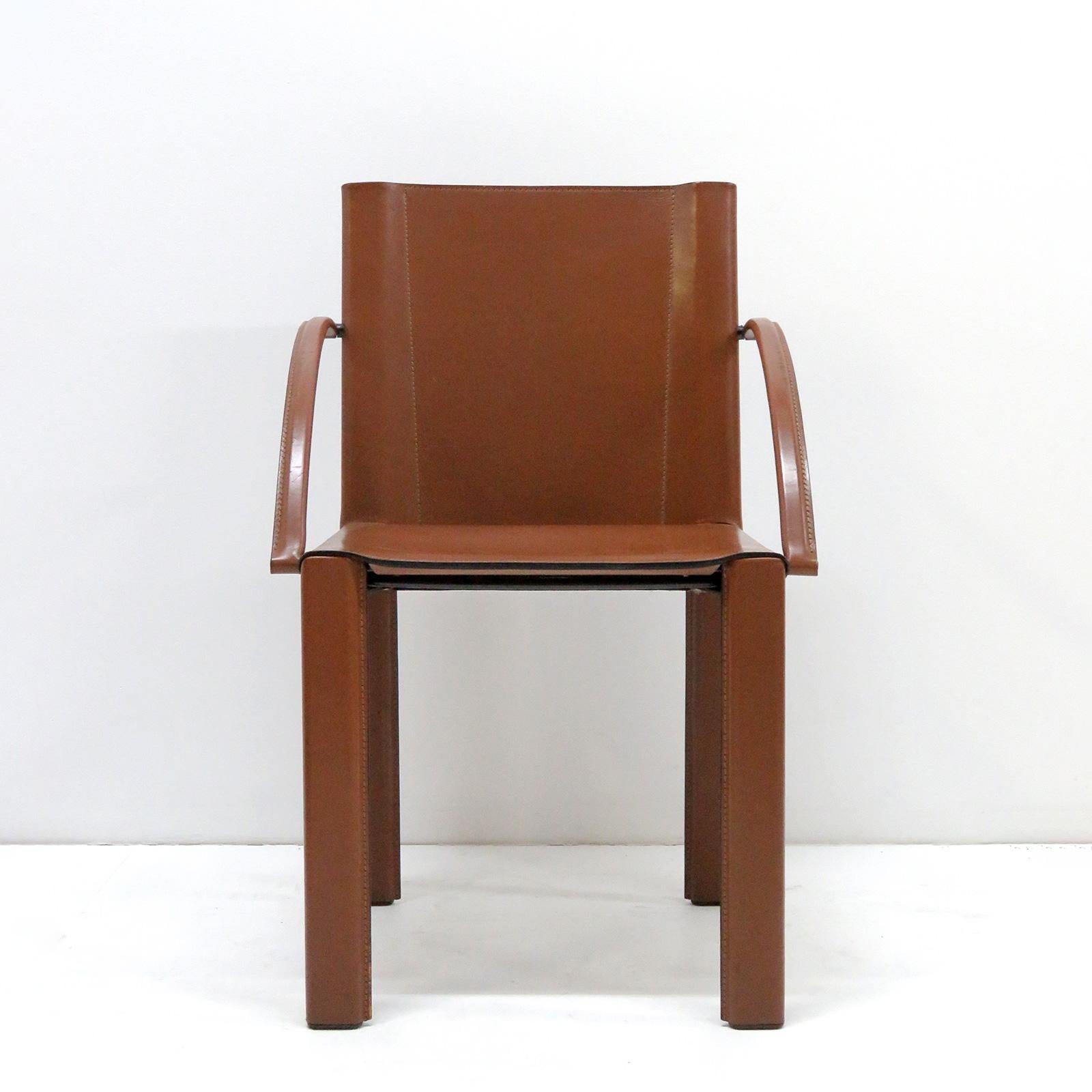 Mid-Century Modern Six Leather Dining Chairs 