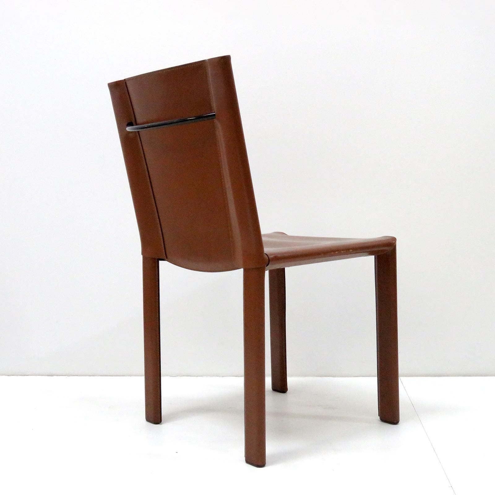 Steel Six Leather Dining Chairs 