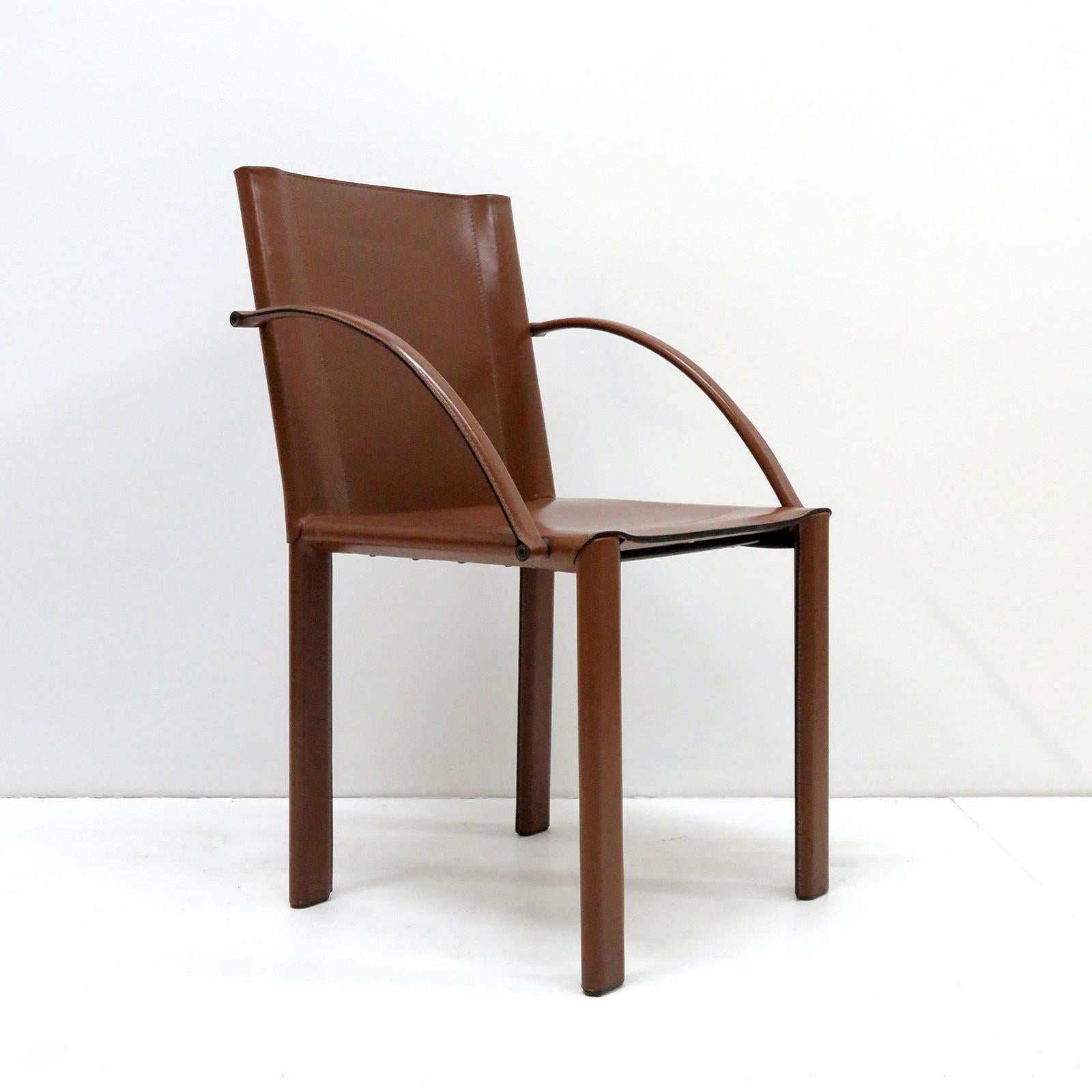 Six Leather Dining Chairs 