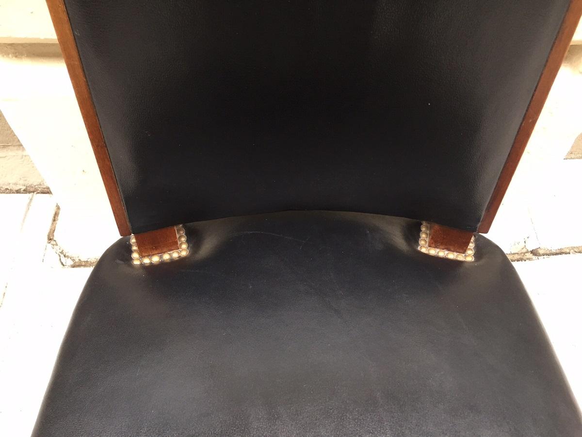 Six Leather Dining Chairs in the style of Andre Arbus For Sale 2