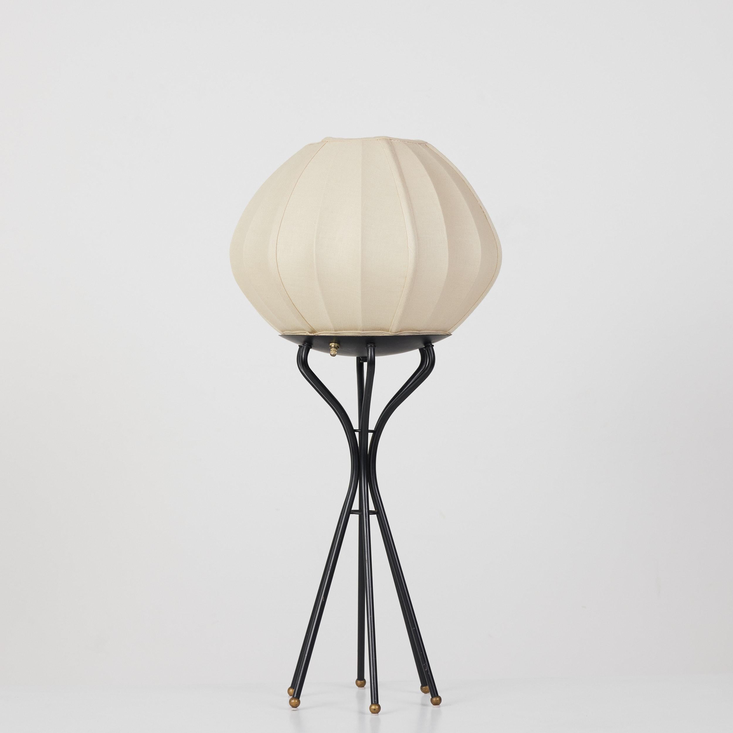 Mid-Century Modern Six Legged Cocoon Table Lamp with Linen Shade