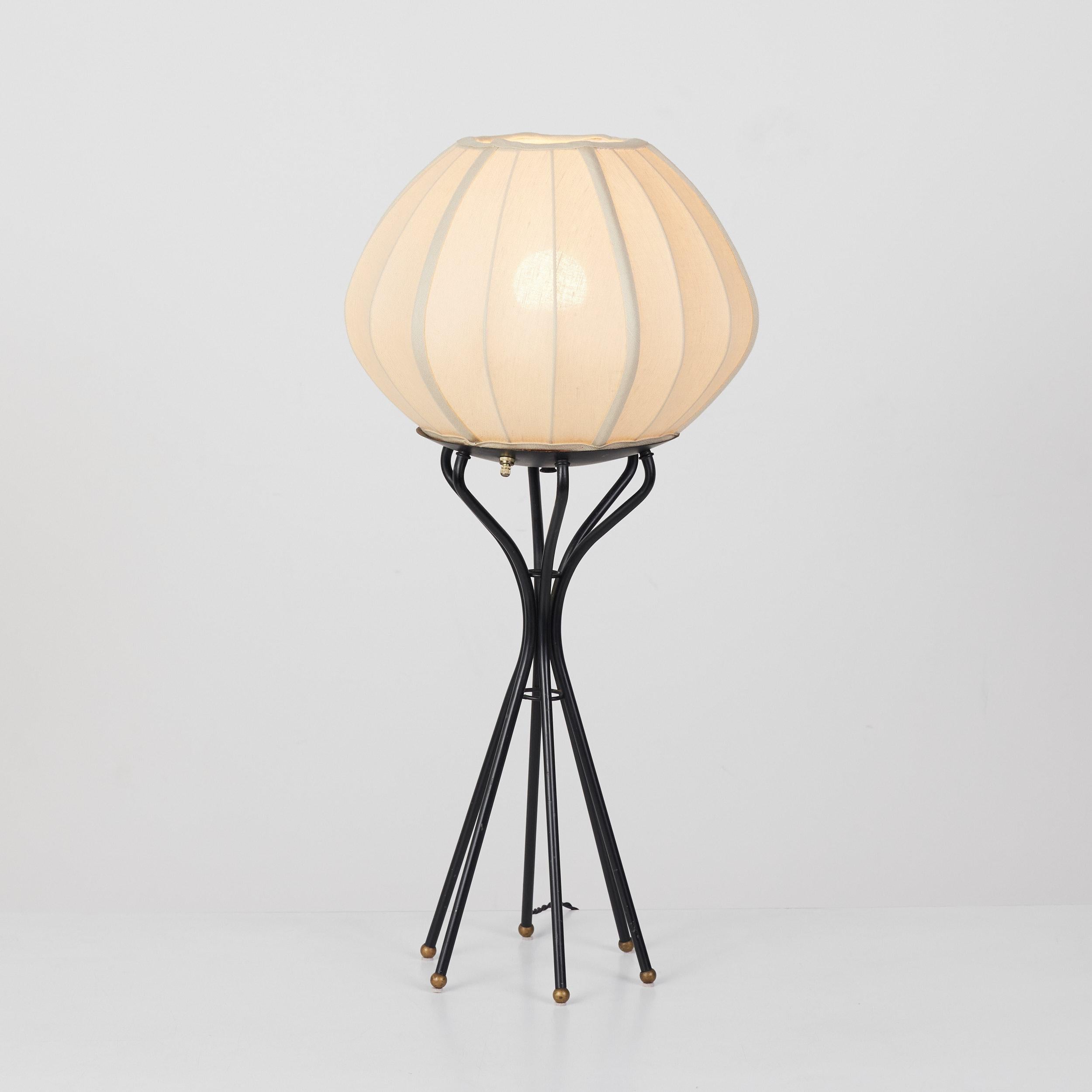 Steel Six Legged Cocoon Table Lamp with Linen Shade