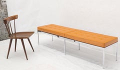Six Legged Florence Knoll Yellow to Orange Original Upholstery Long Bench