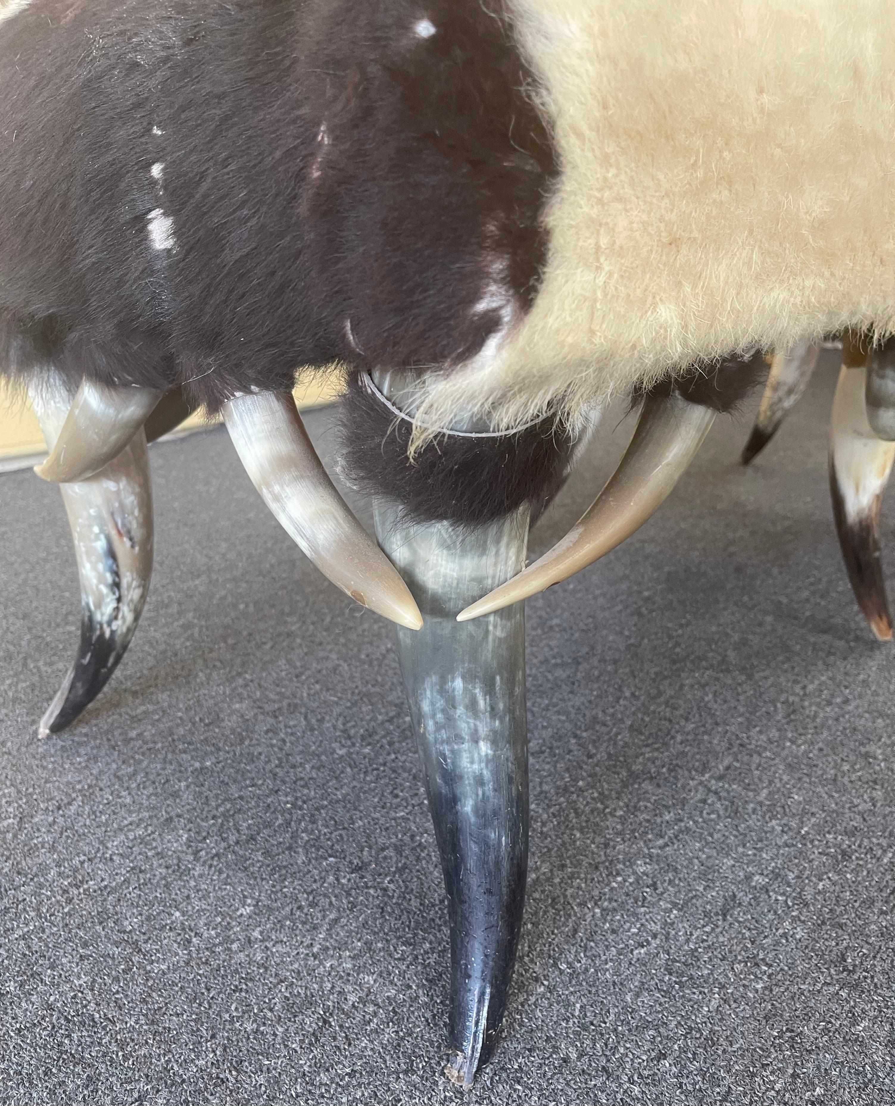 Six Legged Long Horn and Cowhide Bench 9