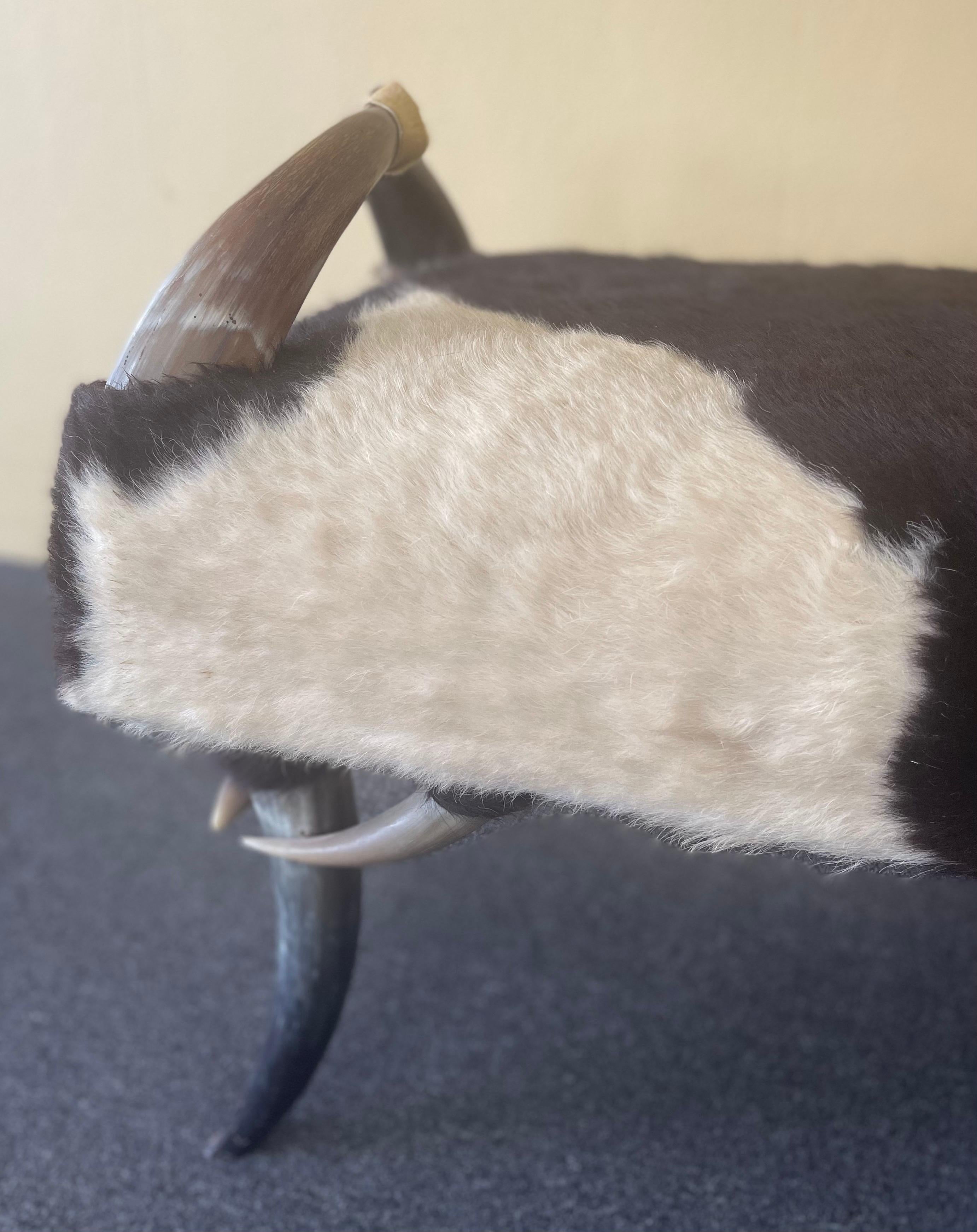 Six Legged Long Horn and Cowhide Bench 3
