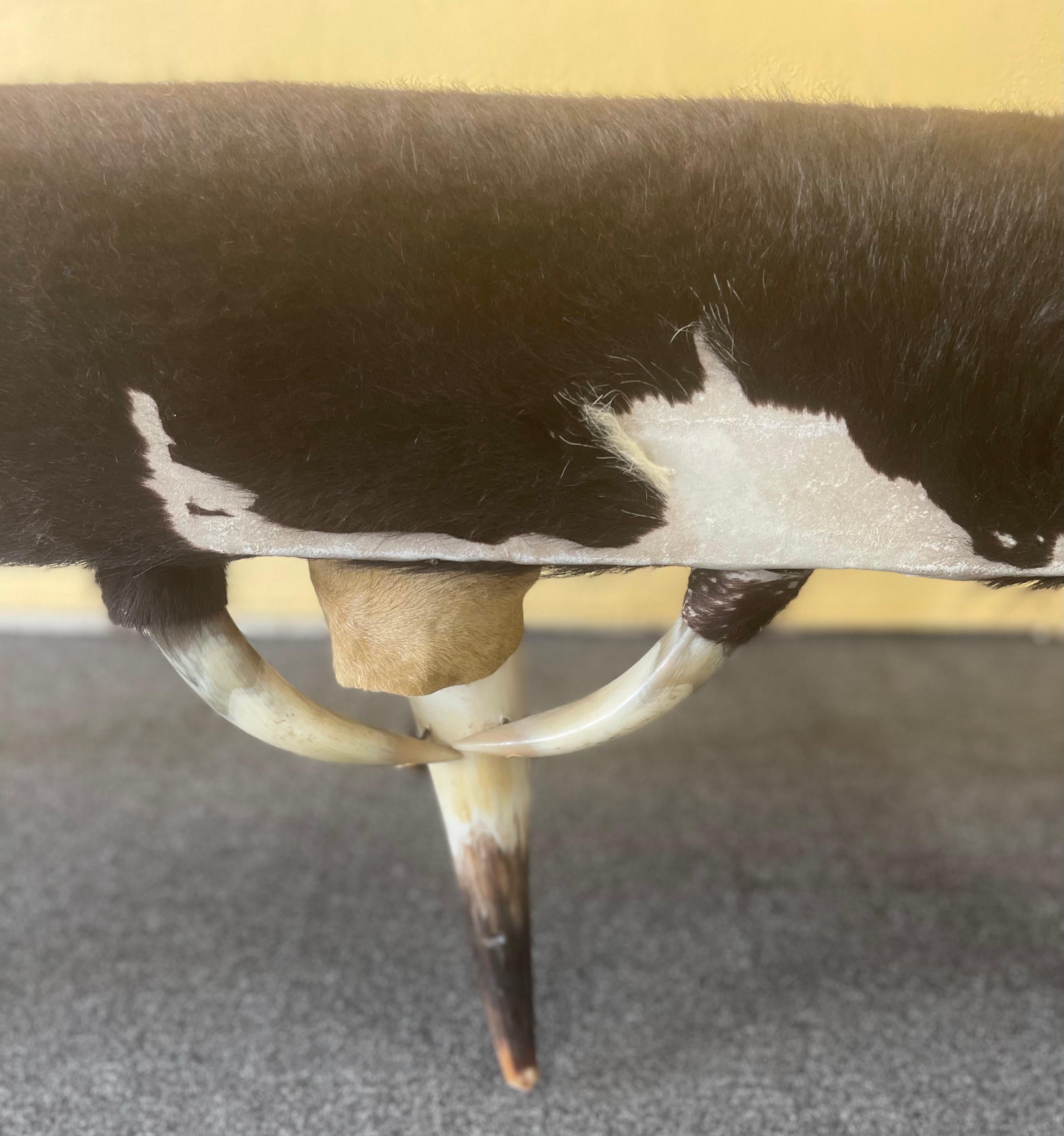 Six Legged Long Horn and Cowhide Bench 4