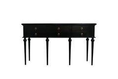 Six-Legged Sheraton Style Mahogany Console in Black Semi Gloss