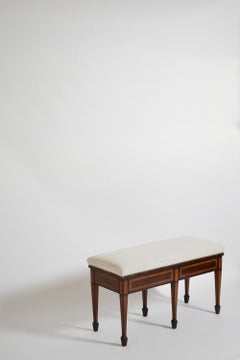 Six legs marquetry bench, XIXth c.