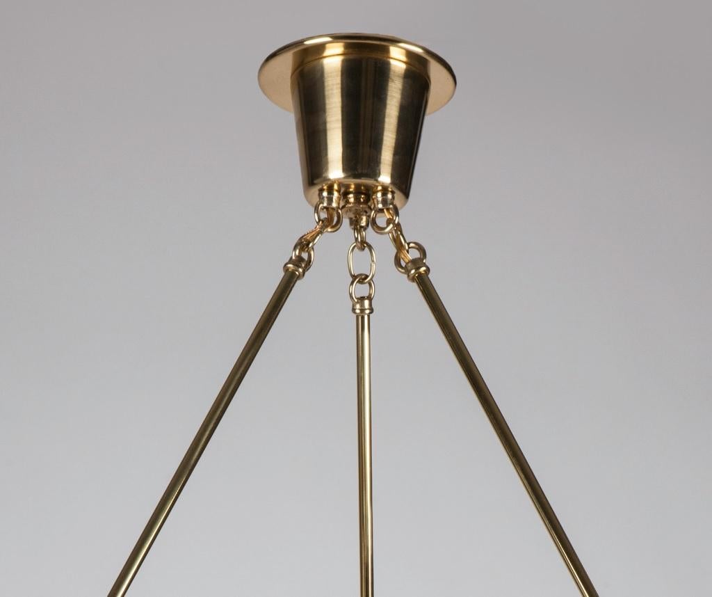 Polished Six-Light Art Deco Brass Hoop Chandelier by Murano Maker Barovier & Toso