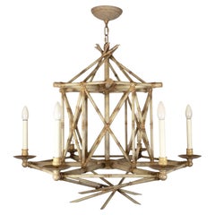 Six Light Bamboo Brûlé Chandelier by David Duncan Studio