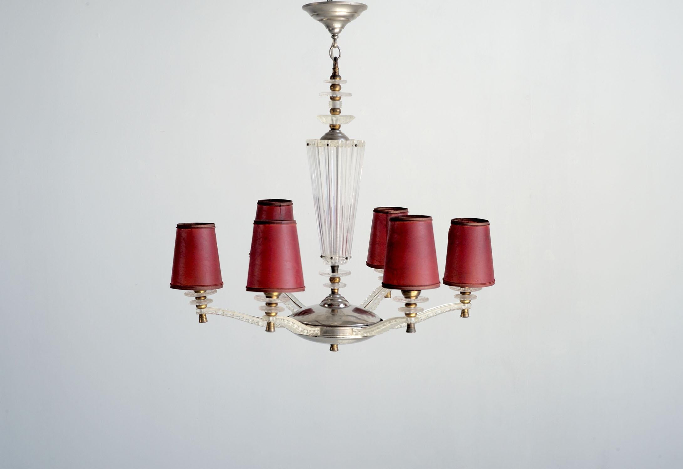 Six-light baroque chandelier, France 1950 For Sale 1