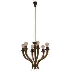 Six-light brass chandelier attributed to Gio Ponti and Emilio Lancia, Italy 1930