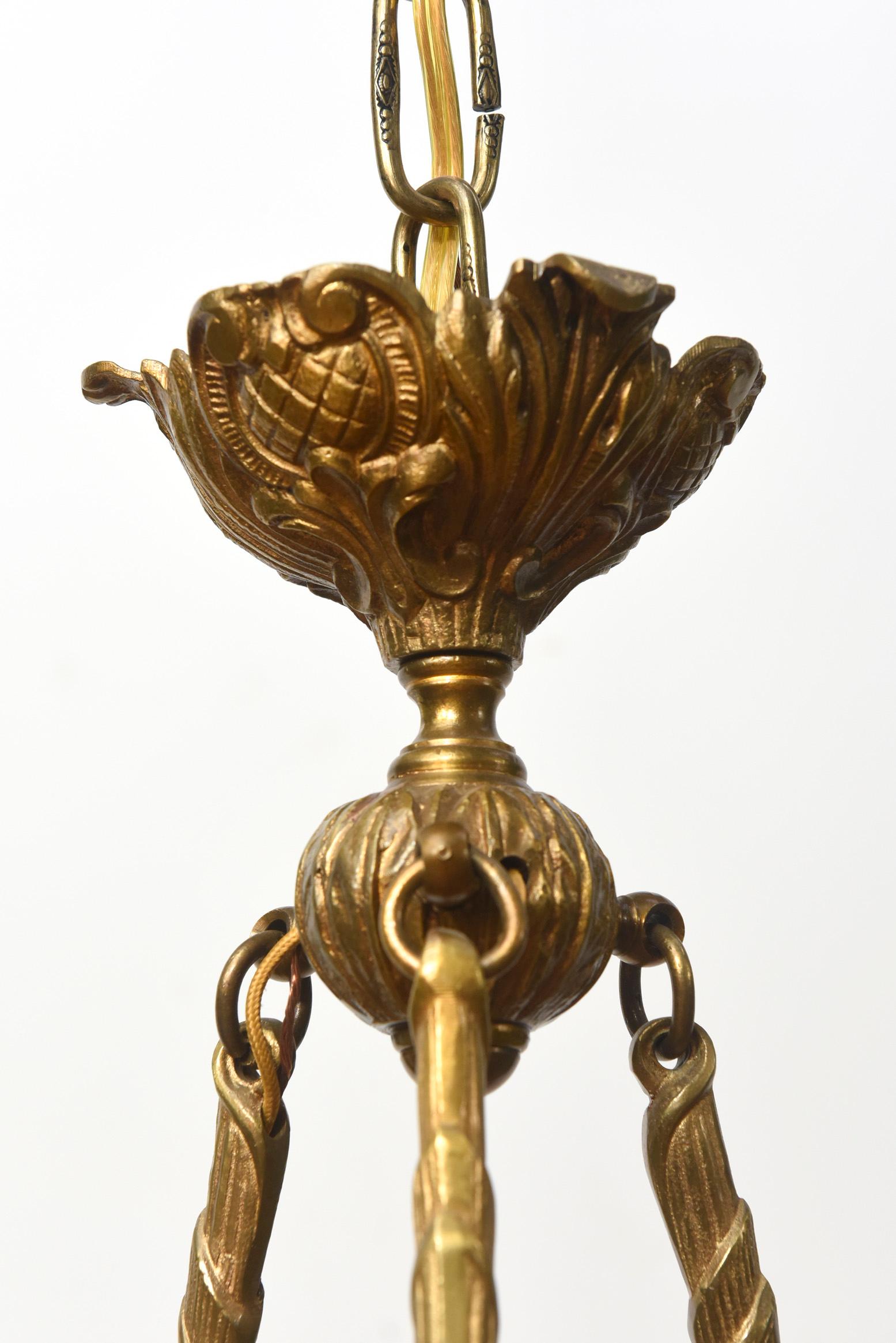 Six Light Cast Brass Chandelier 1