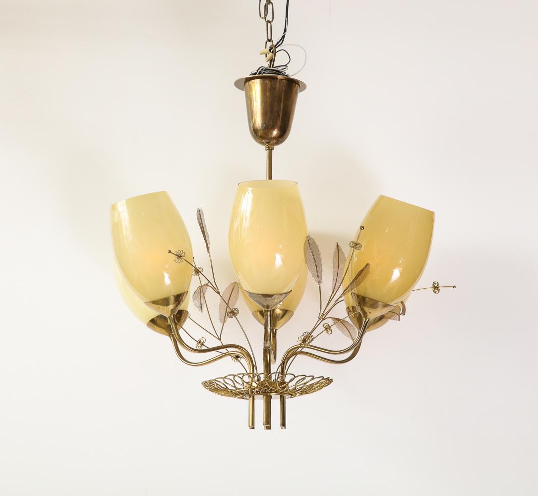 Mid-Century Modern Six Light Ceiling Fixture by Paavo Tynell For Sale