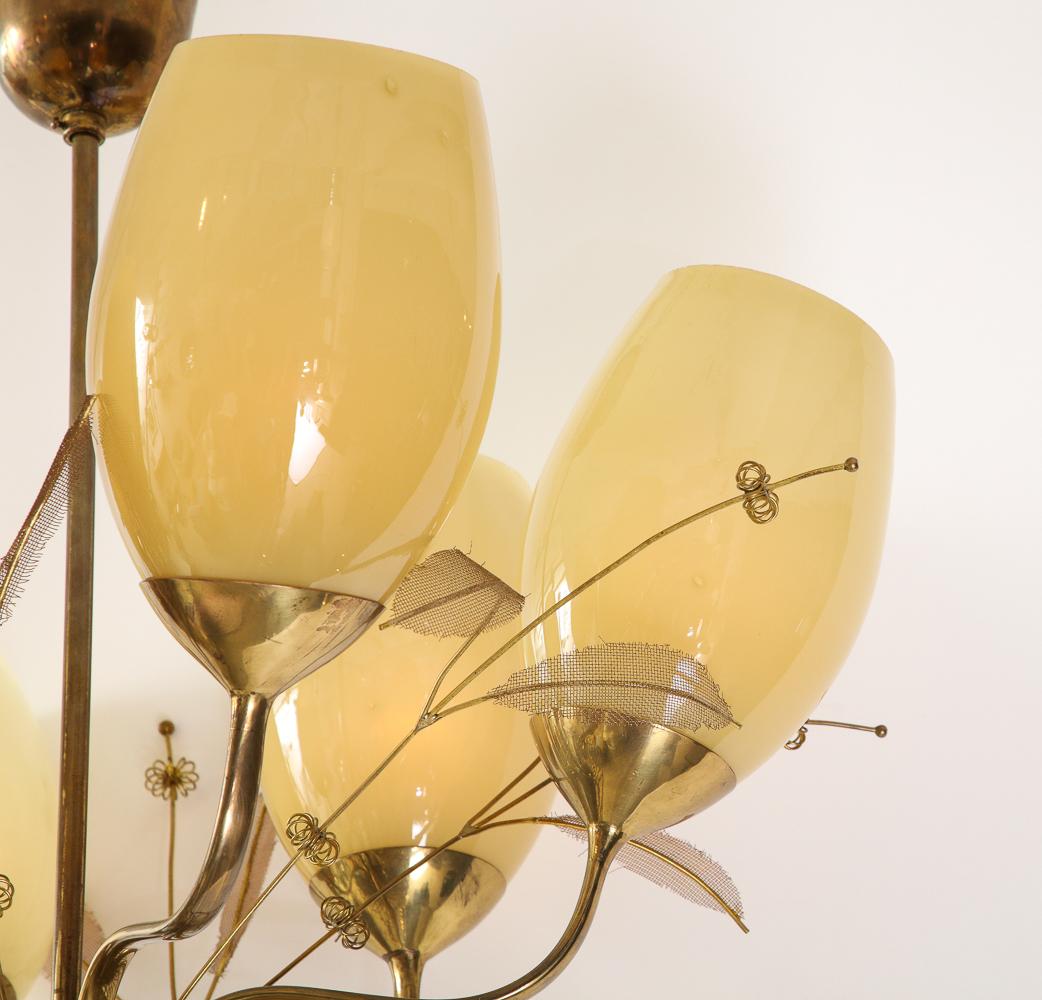 Hand-Crafted Six Light Ceiling Fixture by Paavo Tynell For Sale