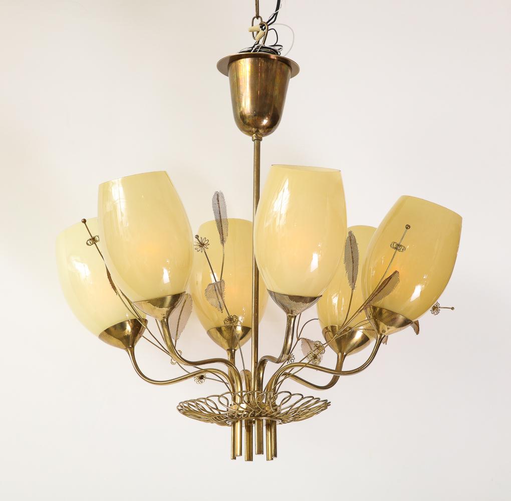 Six Light Ceiling Fixture by Paavo Tynell In Good Condition For Sale In New York, NY