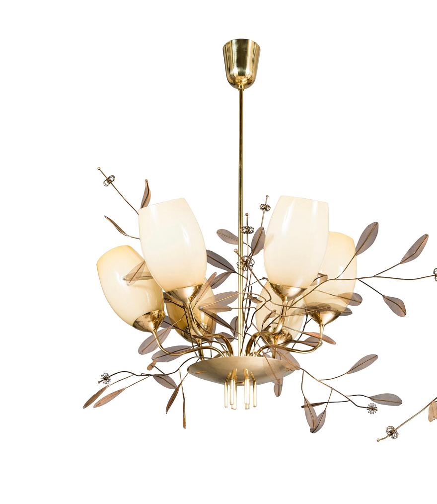 Mid-20th Century Six Light Chandelier by Paavo Tynell