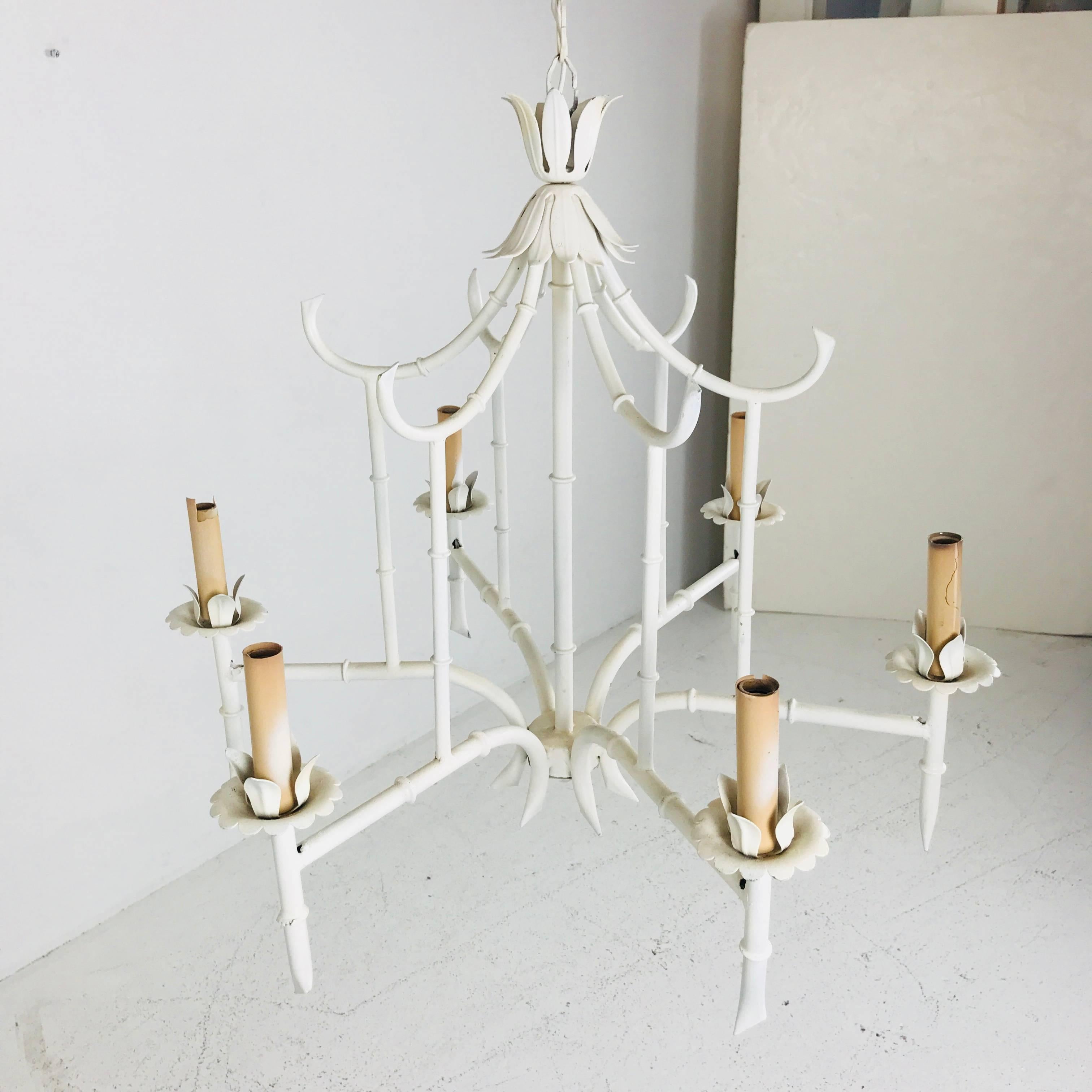 Six-Light Chinoiserie Cage Chandelier 1