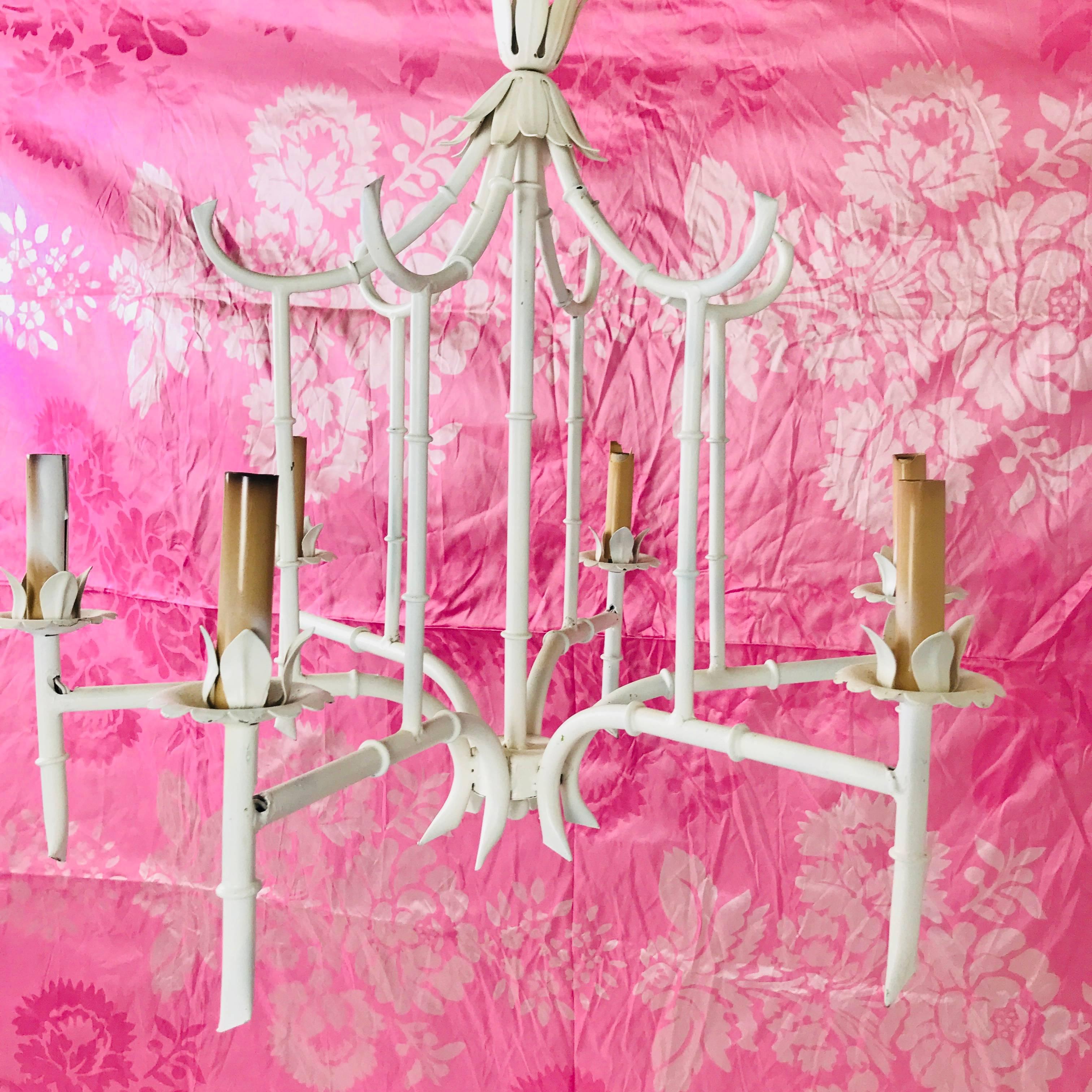 Six-Light Chinoiserie Cage Chandelier 2