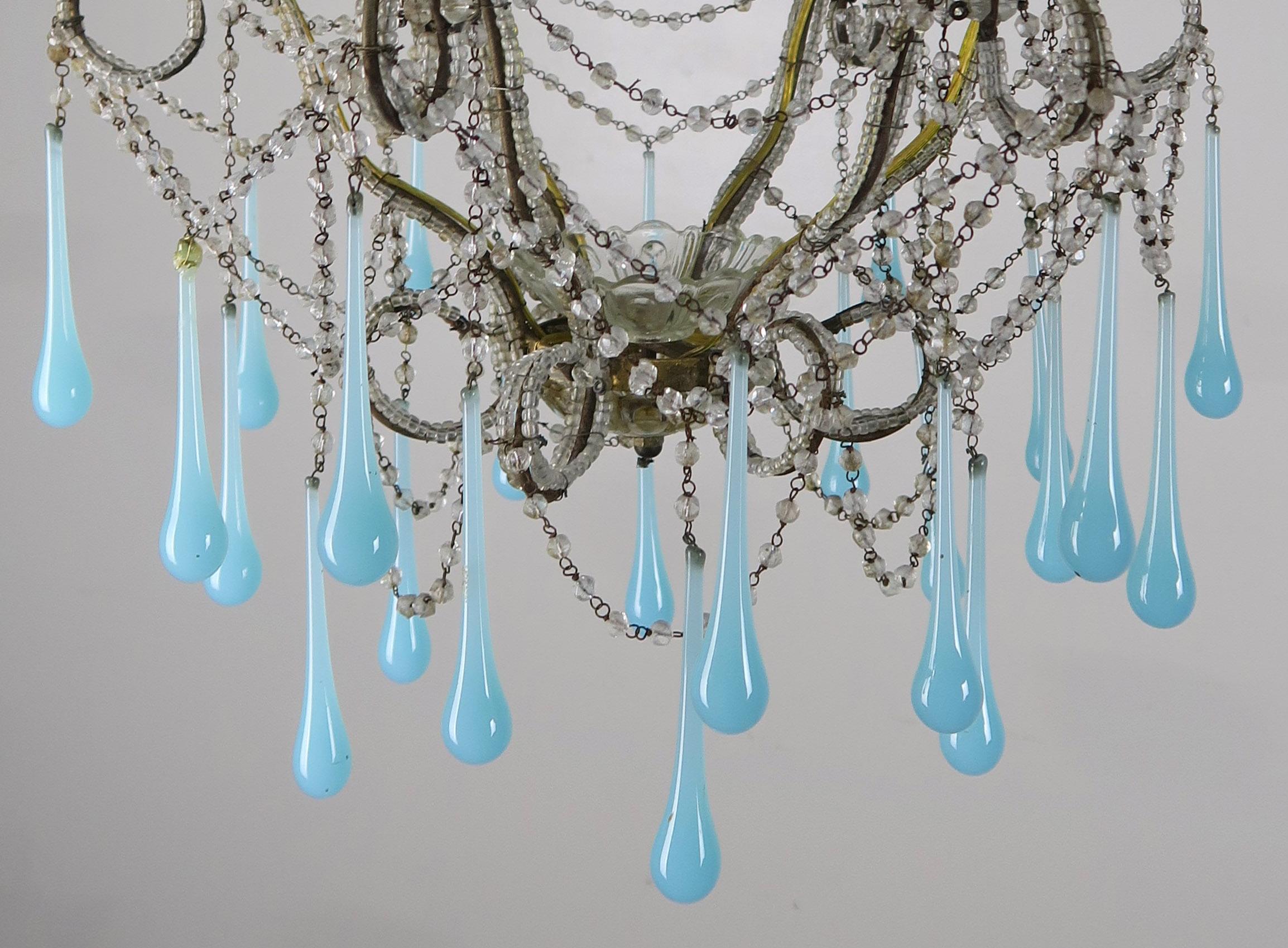 aqua beaded chandelier