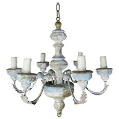 Vintage Six Light French Painted Chandelier, circa 1930s