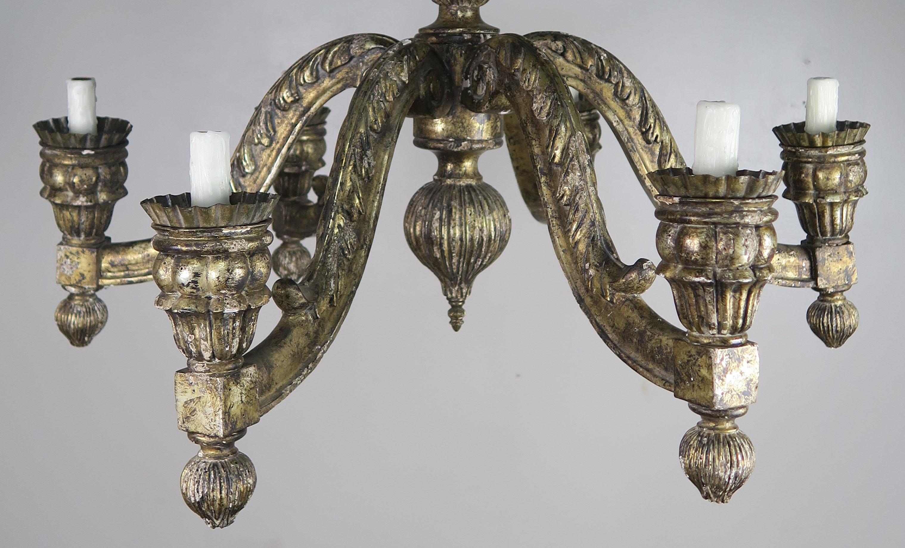 Baroque Six Light Italian Borghese Finished Chandelier